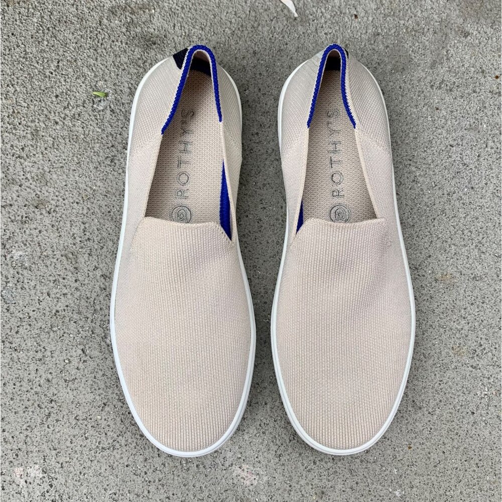 ROTHY'S Sand Original Slip On Sneaker Womens 6.5 37 Shoes Rothys Fabric Flat Tan - Picture 2 of 12